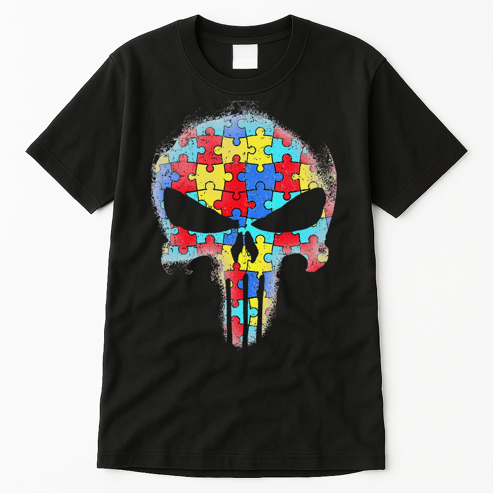 Skull Autism Awareness Tee Mom Dad Autism Tall T-Shirt