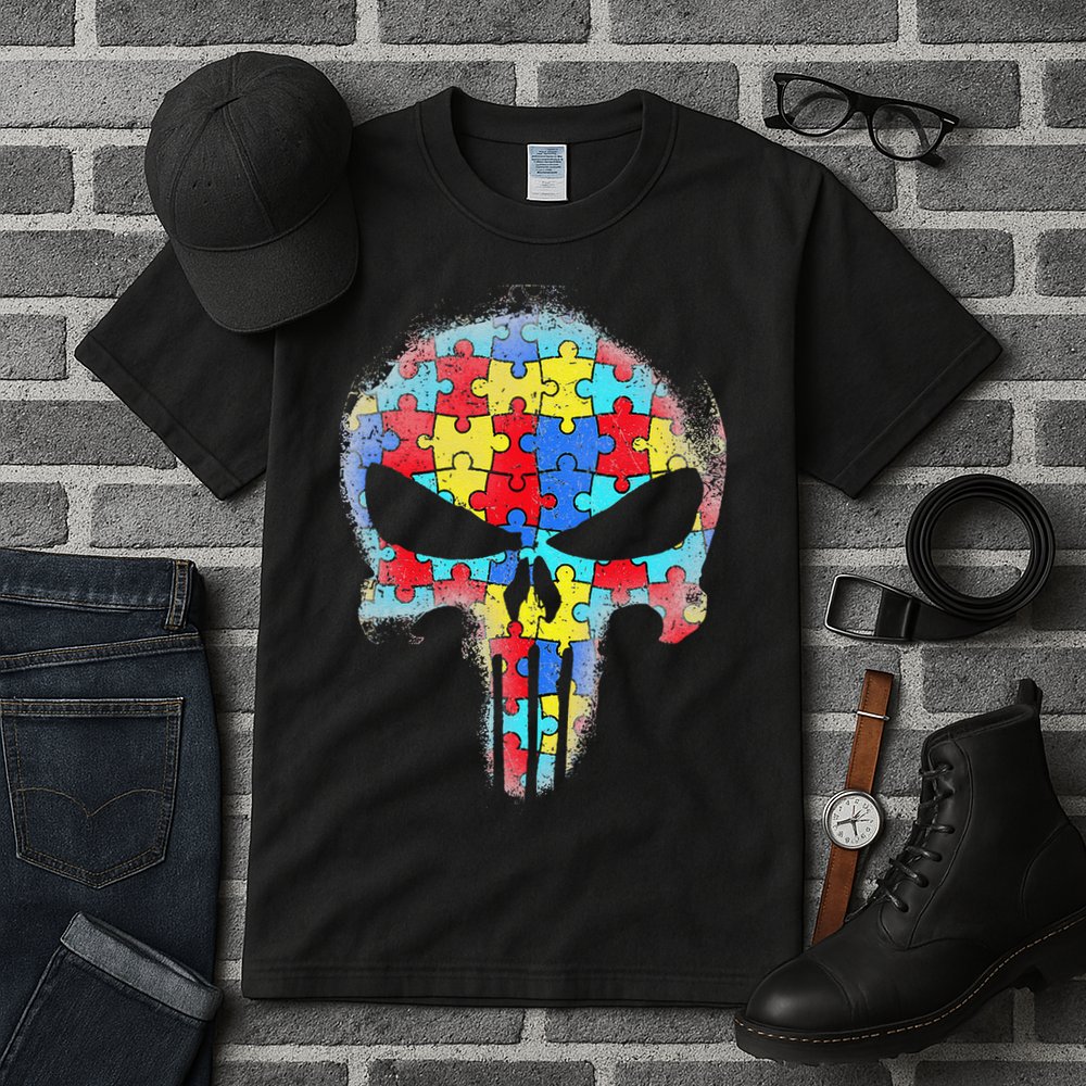 Skull Autism Awareness Tee Mom Dad Autism Tall T-Shirt