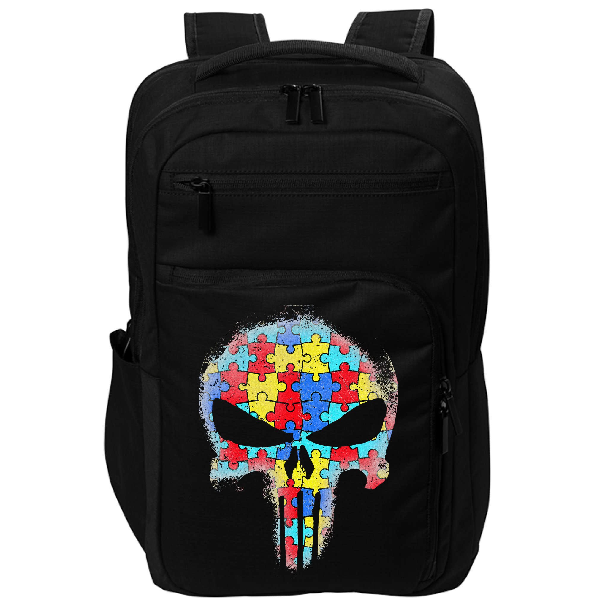 Skull Autism Awareness Tee Mom Dad Autism Impact Tech Backpack