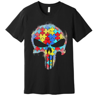 Skull Autism Awareness Tee Mom Dad Autism Premium T-Shirt