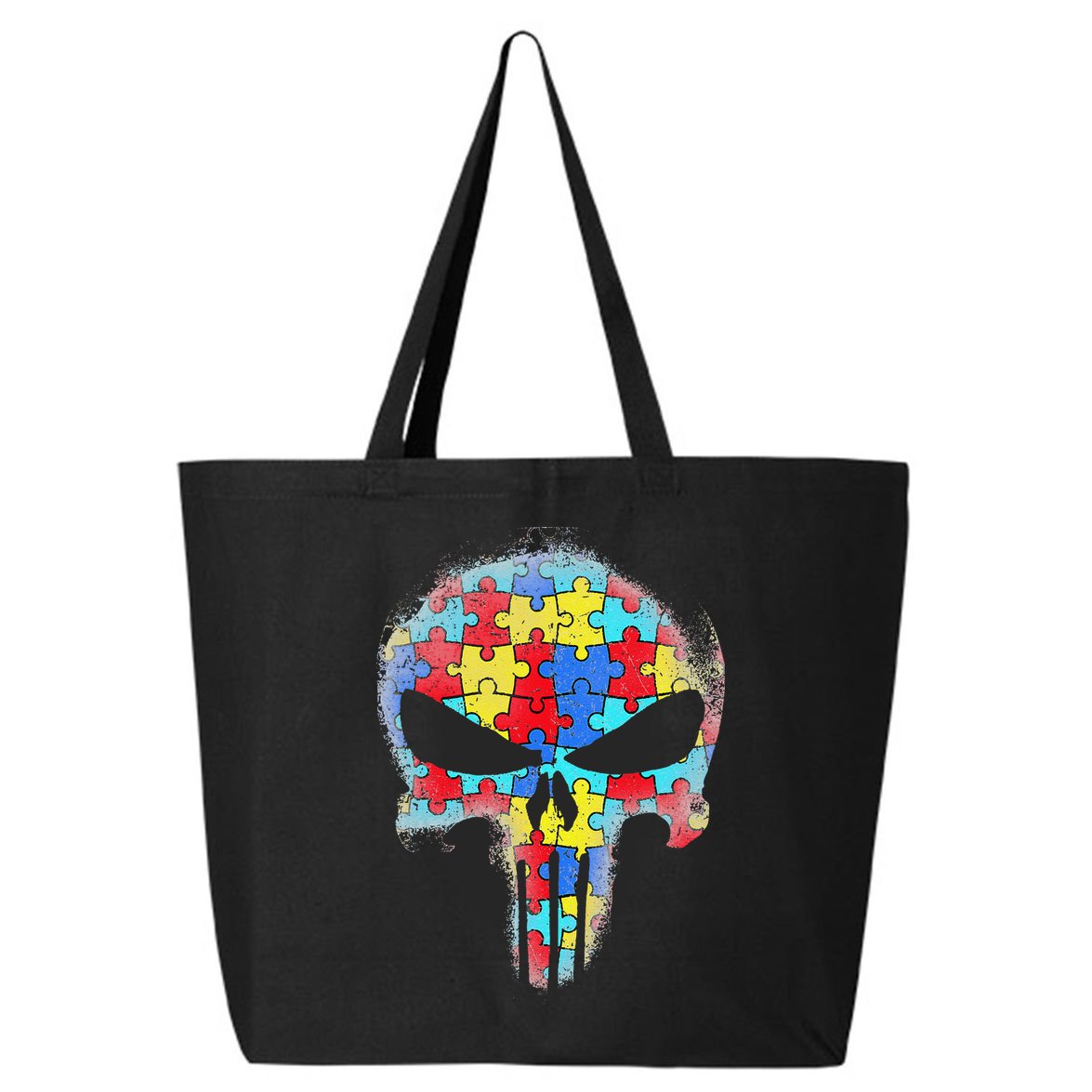 Skull Autism Awareness Tee Mom Dad Autism 25L Jumbo Tote