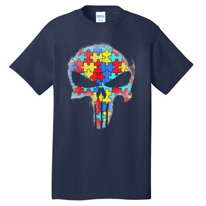 Skull Autism Awareness Tee Mom Dad Autism Tall T-Shirt