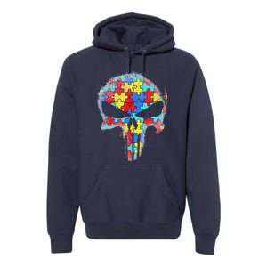 Skull Autism Awareness Tee Mom Dad Autism Premium Hoodie