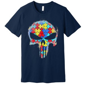 Skull Autism Awareness Tee Mom Dad Autism Premium T-Shirt