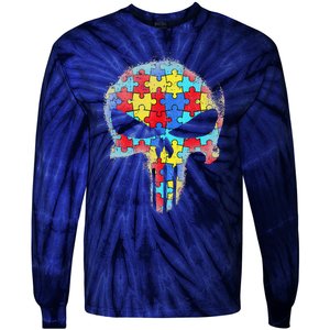 Skull Autism Awareness Tee Mom Dad Autism Tie-Dye Long Sleeve Shirt