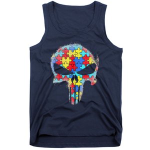 Skull Autism Awareness Tee Mom Dad Autism Tank Top