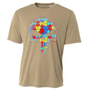 Skull Autism Awareness Tee Mom Dad Autism Cooling Performance Crew T-Shirt