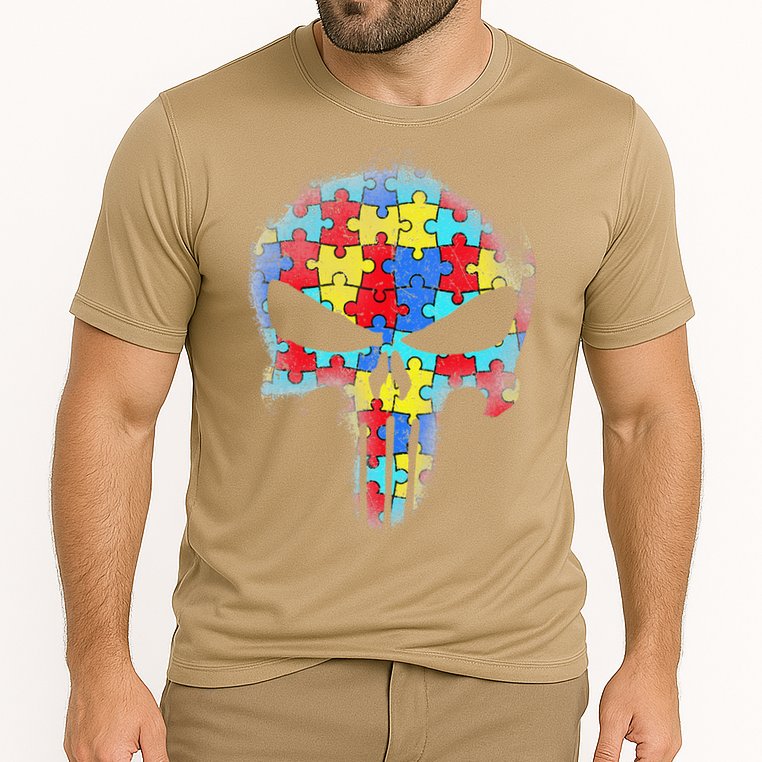 Skull Autism Awareness Tee Mom Dad Autism Cooling Performance Crew T-Shirt