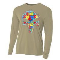 Skull Autism Awareness Tee Mom Dad Autism Cooling Performance Long Sleeve Crew