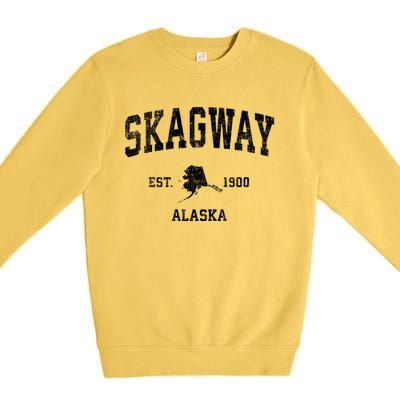 Skagway Alaska Ak Vintage Sports Premium Crewneck Sweatshirt