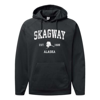 Skagway Alaska Ak Vintage Sports Performance Fleece Hoodie