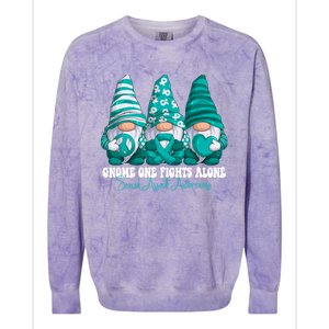 Sexual Assault Awareness Month Teal Ribbon Gnomies Support Colorblast Crewneck Sweatshirt