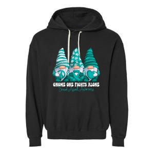 Sexual Assault Awareness Month Teal Ribbon Gnomies Support Garment-Dyed Fleece Hoodie