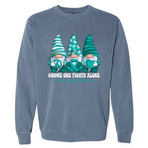 Sexual Assault Awareness Month Teal Ribbon Gnomies Support Garment-Dyed Sweatshirt