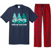 Sexual Assault Awareness Month Teal Ribbon Gnomies Support Pajama Set