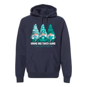 Sexual Assault Awareness Month Teal Ribbon Gnomies Support Premium Hoodie