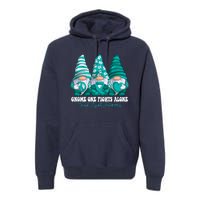 Sexual Assault Awareness Month Teal Ribbon Gnomies Support Premium Hoodie