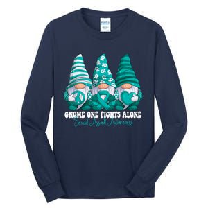 Sexual Assault Awareness Month Teal Ribbon Gnomies Support Tall Long Sleeve T-Shirt