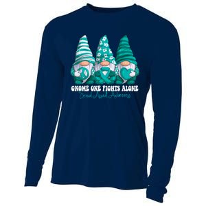 Sexual Assault Awareness Month Teal Ribbon Gnomies Support Cooling Performance Long Sleeve Crew