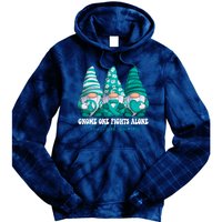 Sexual Assault Awareness Month Teal Ribbon Gnomies Support Tie Dye Hoodie