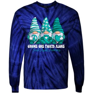 Sexual Assault Awareness Month Teal Ribbon Gnomies Support Tie-Dye Long Sleeve Shirt