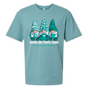 Sexual Assault Awareness Month Teal Ribbon Gnomies Support Sueded Cloud Jersey T-Shirt