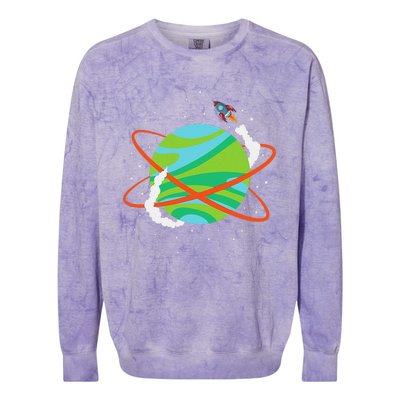 Spacecraft Approaching A Distant Exoplanet Colorblast Crewneck Sweatshirt