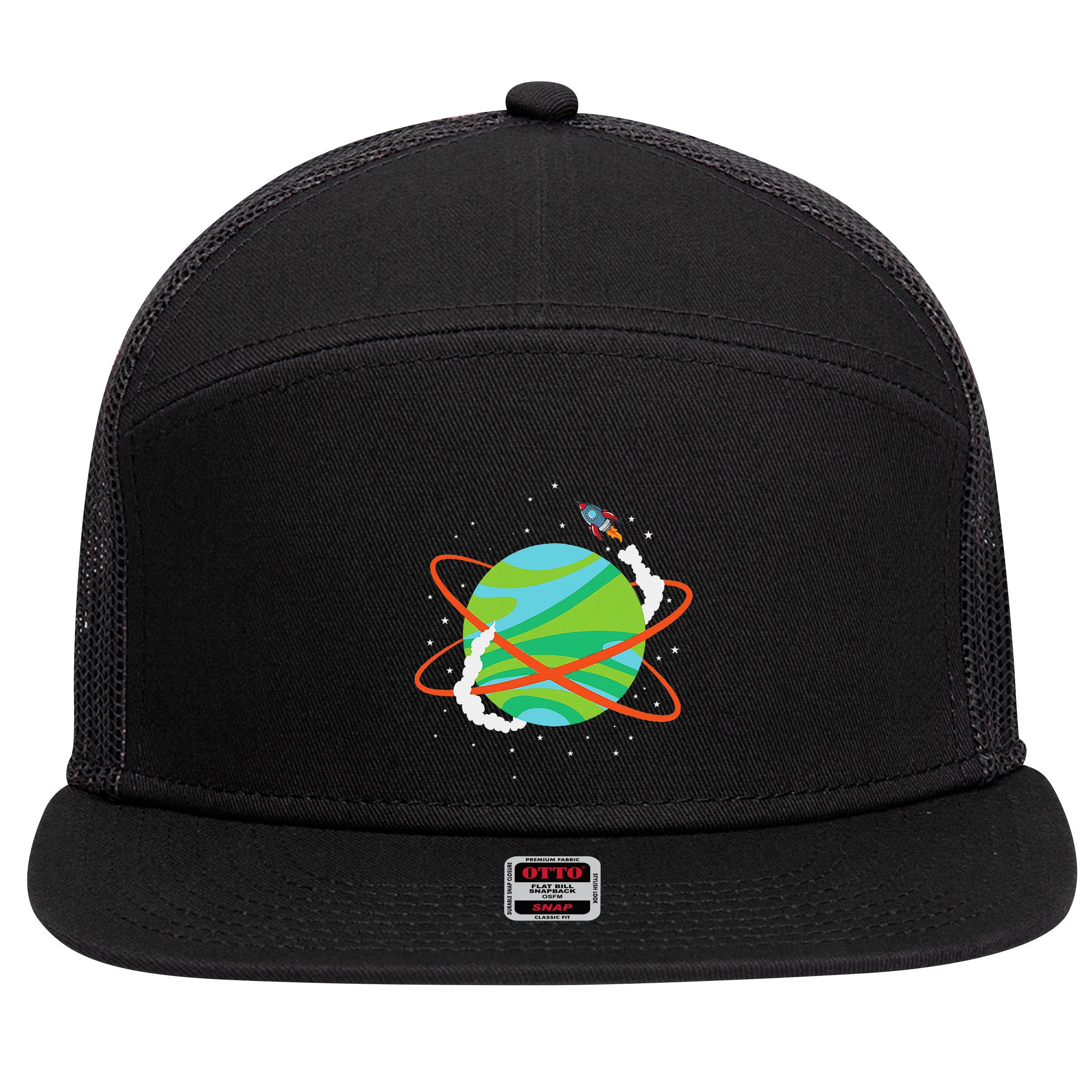 Spacecraft Approaching A Distant Exoplanet 7 Panel Mesh Trucker Snapback Hat