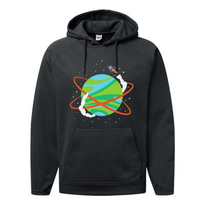 Spacecraft Approaching A Distant Exoplanet Performance Fleece Hoodie