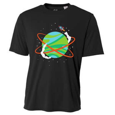 Spacecraft Approaching A Distant Exoplanet Cooling Performance Crew T-Shirt