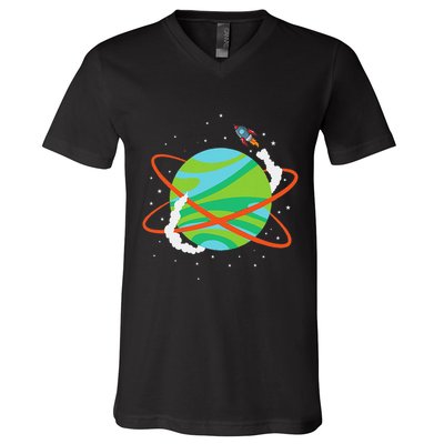 Spacecraft Approaching A Distant Exoplanet V-Neck T-Shirt