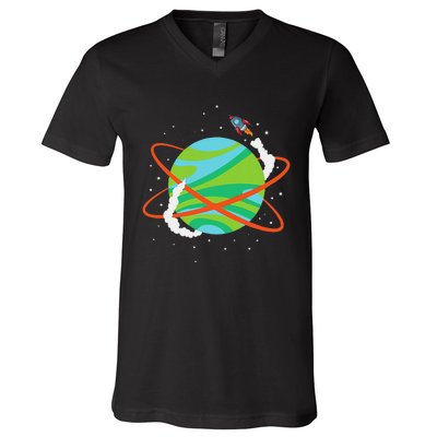 Spacecraft Approaching A Distant Exoplanet V-Neck T-Shirt