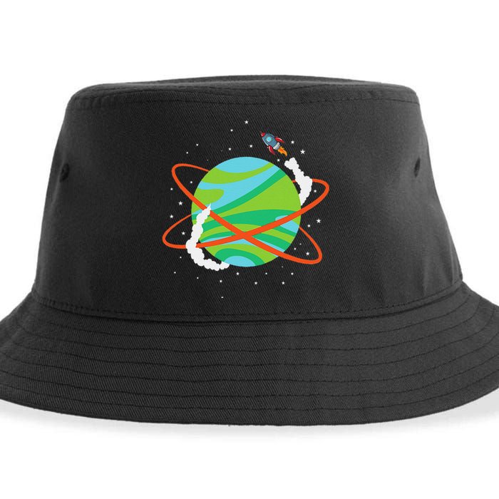 Spacecraft Approaching A Distant Exoplanet Sustainable Bucket Hat