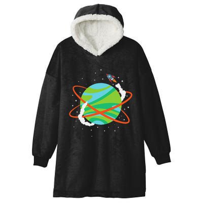 Spacecraft Approaching A Distant Exoplanet Hooded Wearable Blanket