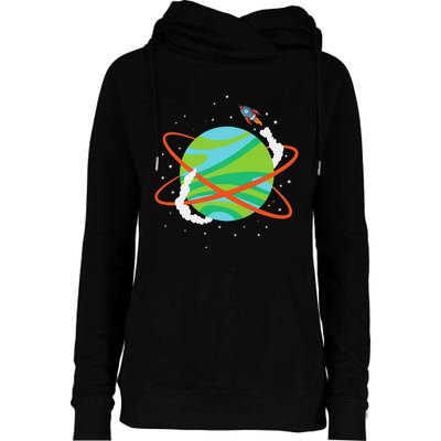 Spacecraft Approaching A Distant Exoplanet Womens Funnel Neck Pullover Hood