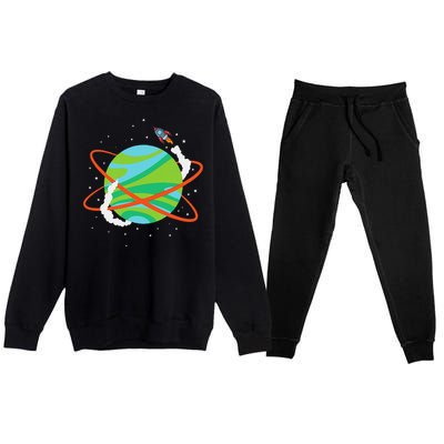 Spacecraft Approaching A Distant Exoplanet Premium Crewneck Sweatsuit Set