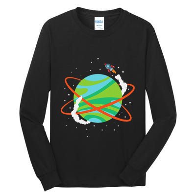 Spacecraft Approaching A Distant Exoplanet Tall Long Sleeve T-Shirt