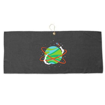 Spacecraft Approaching A Distant Exoplanet Large Microfiber Waffle Golf Towel