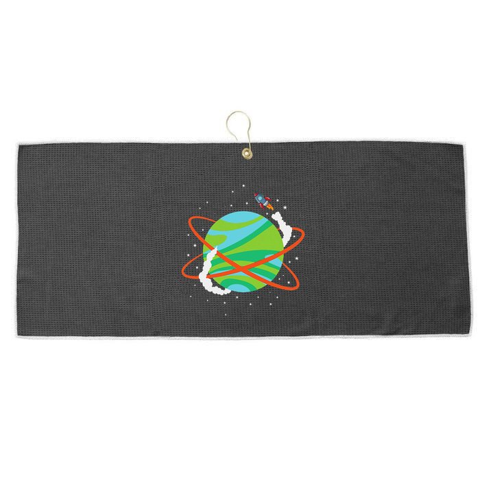 Spacecraft Approaching A Distant Exoplanet Large Microfiber Waffle Golf Towel
