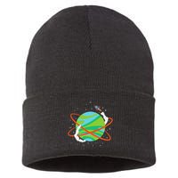 Spacecraft Approaching A Distant Exoplanet Sustainable Knit Beanie