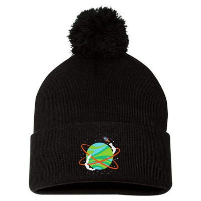 Spacecraft Approaching A Distant Exoplanet Pom Pom 12in Knit Beanie