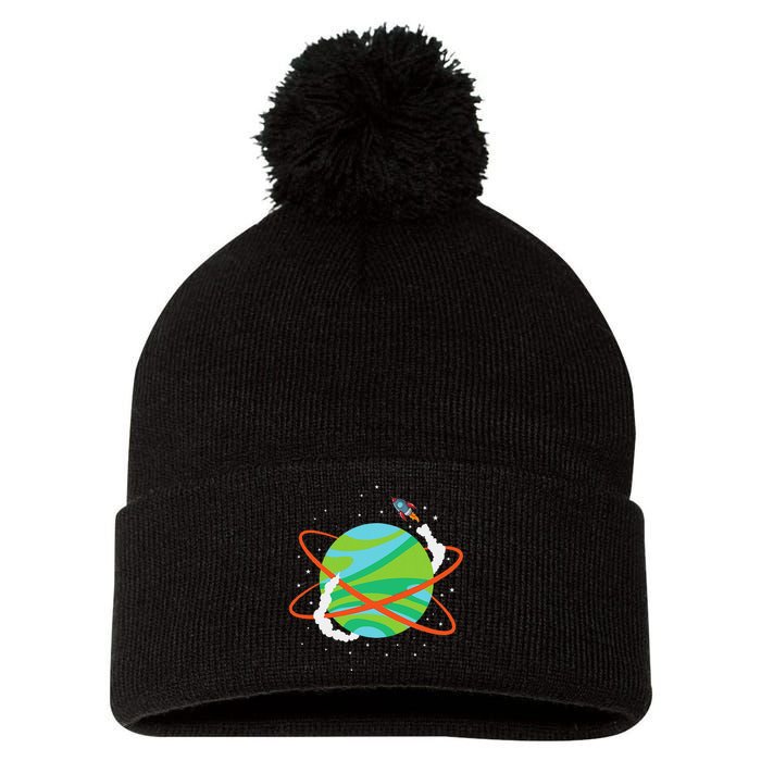 Spacecraft Approaching A Distant Exoplanet Pom Pom 12in Knit Beanie