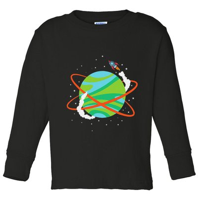 Spacecraft Approaching A Distant Exoplanet Toddler Long Sleeve Shirt