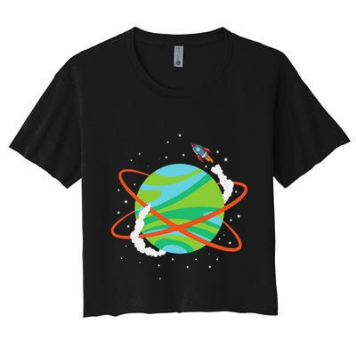 Spacecraft Approaching A Distant Exoplanet Crop Top