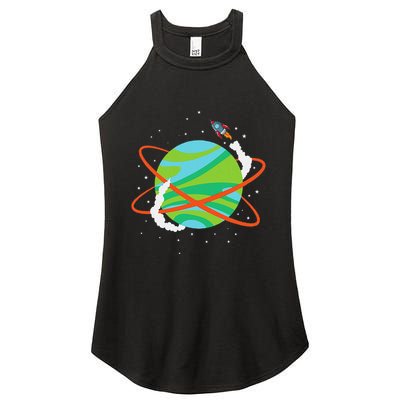 Spacecraft Approaching A Distant Exoplanet Women's Perfect Tri Rocker Tank