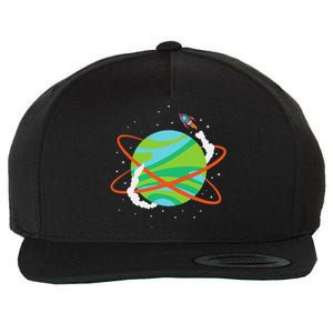 Spacecraft Approaching A Distant Exoplanet Wool Snapback Cap