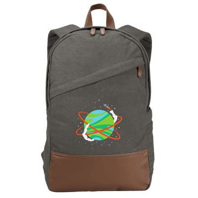 Spacecraft Approaching A Distant Exoplanet Cotton Canvas Backpack