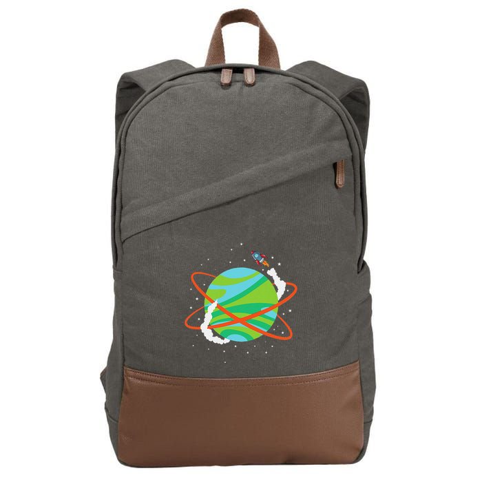 Spacecraft Approaching A Distant Exoplanet Cotton Canvas Backpack