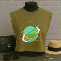 Spacecraft Approaching A Distant Exoplanet Garment-Dyed Women's Muscle Tee
