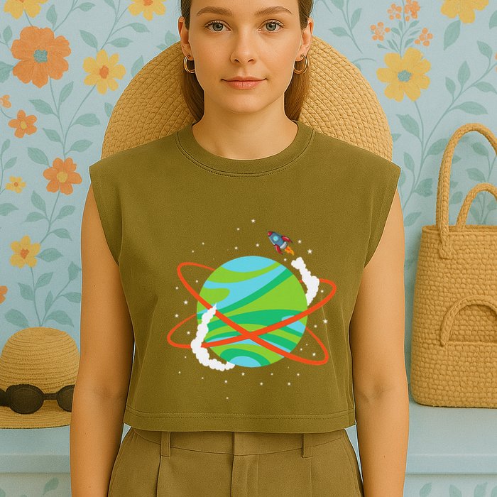 Spacecraft Approaching A Distant Exoplanet Garment-Dyed Women's Muscle Tee
